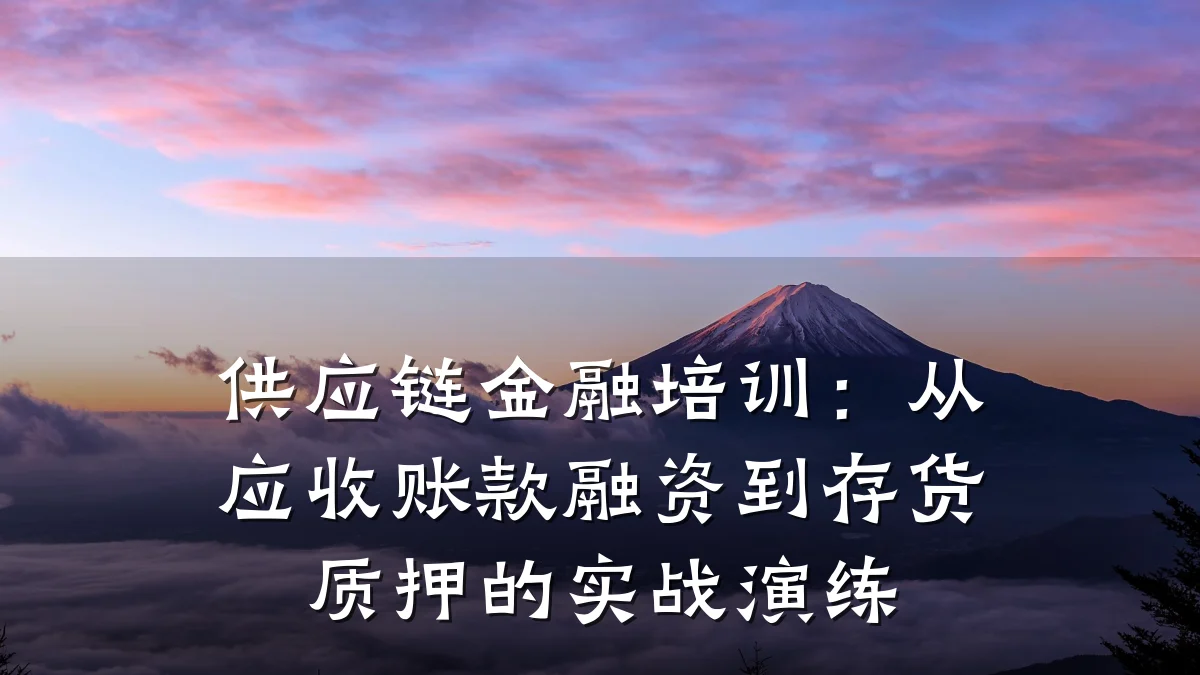 供应链金融培训：从应收账款融资到存货质押的实战演练