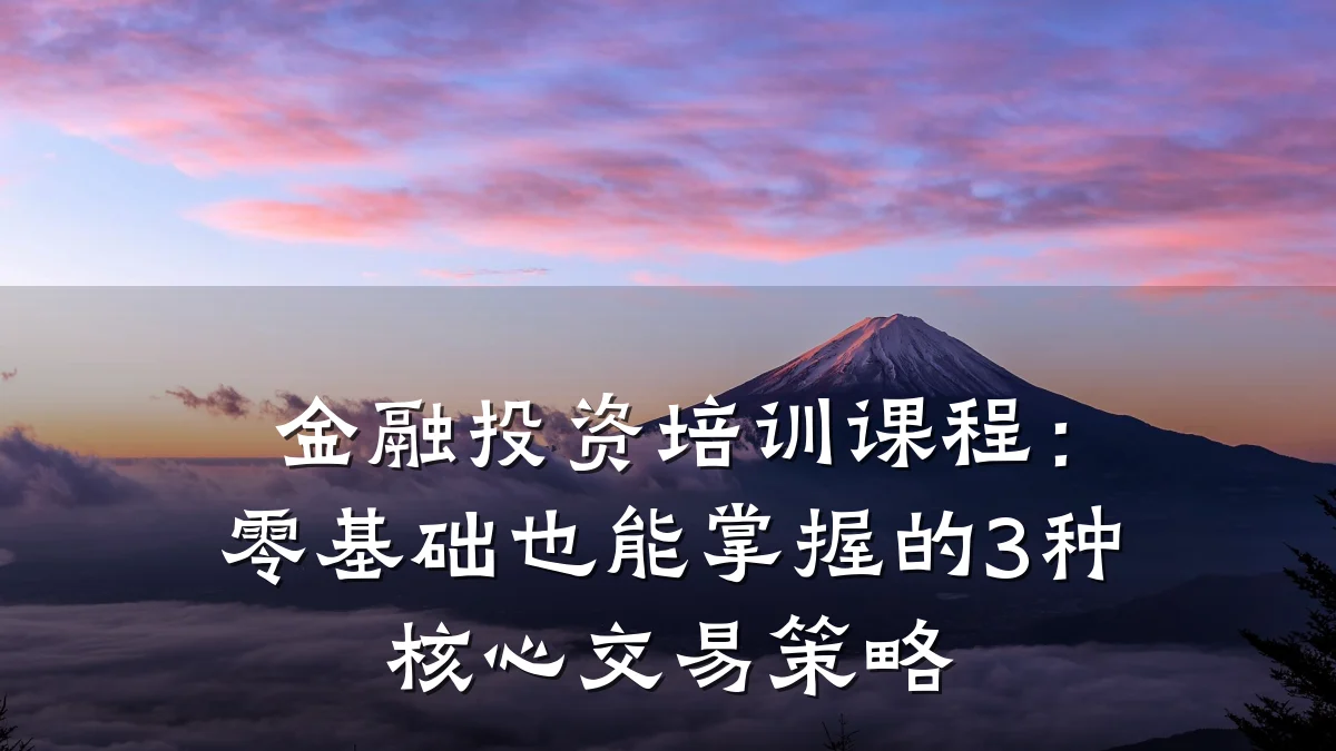 金融投资培训课程：零基础也能掌握的3种核心交易策略